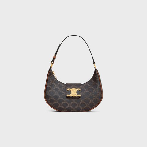 MEDIUM AVA TRIOMPHE BAG IN TRIOMPHE CANVAS AND CALFSKIN TAN
