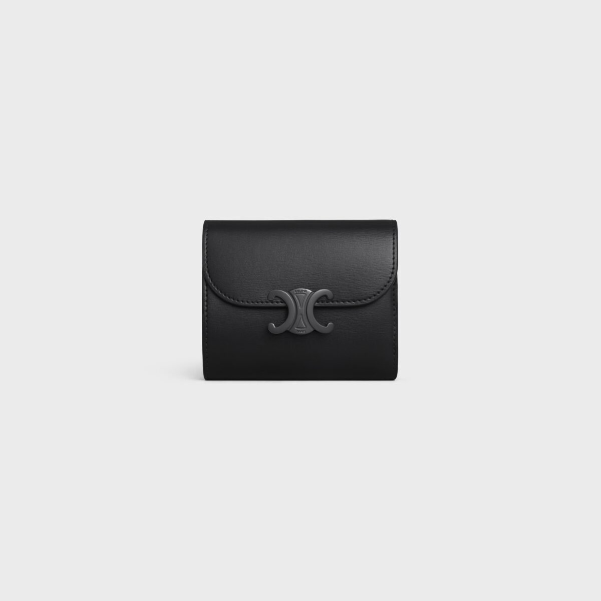 SMALL FLAP WALLER TRIOMPHE IN SHINY CALFSKIN BLACK / BLACK